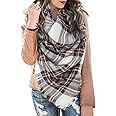 Yanekop Womens Plaid Blanket Scarf Big Square Scarves Warm Tartan Checked Shawl