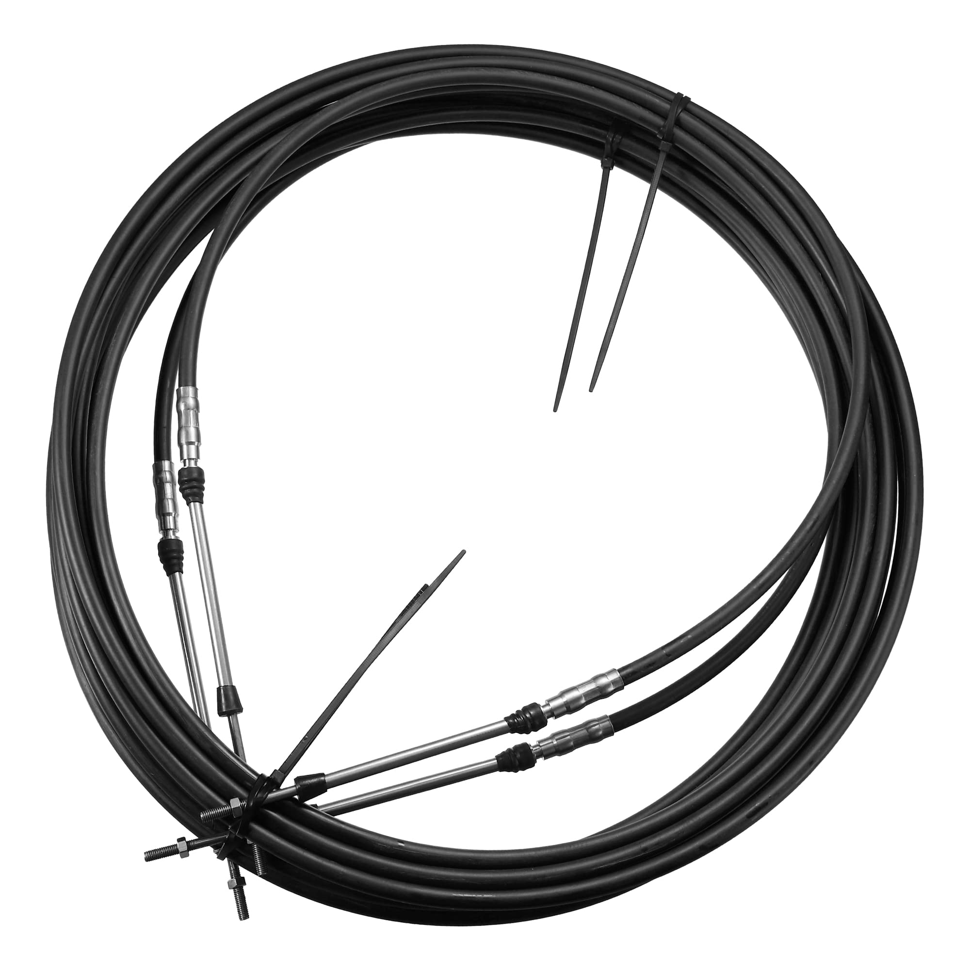 Motoforti マリンスロットルシフトリモコンボックスケーブル タイプ3300/33C Yam ahaに対応 船外機モーターステアリングシステム用 ブラック 長さ7 M 2個