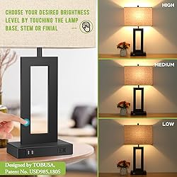 Set of 2 Touch Control Table Lamp with 2 USB