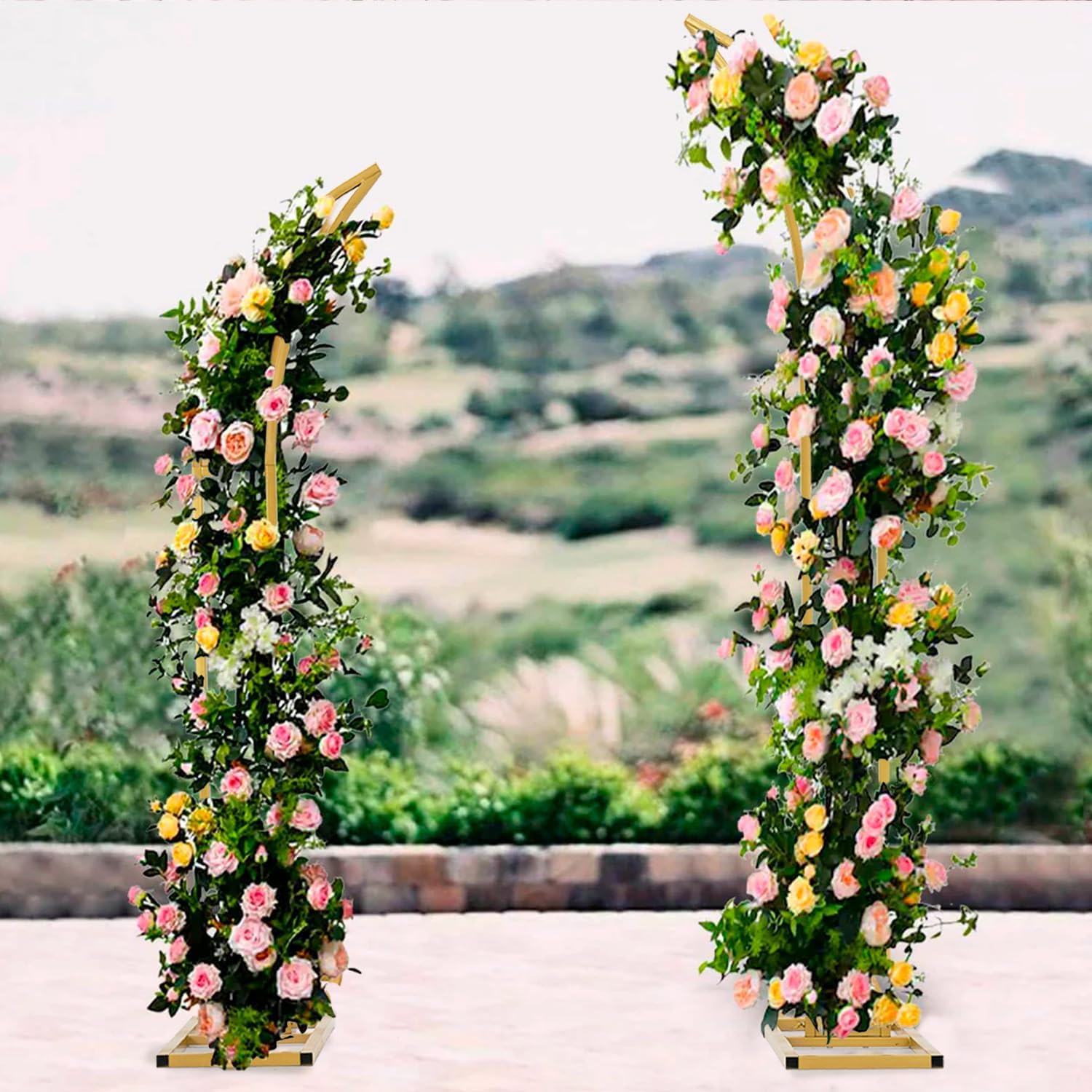 Vincidern 2pcs Curved Wedding Arch Backdrop Stand for Bridal Shower, Gold Wedding Arch, Half Metal Balloon Arch for Wedding Ceremony, Bridal Shower, Engagement Party, Celebration (5.9ft,6.9ft)