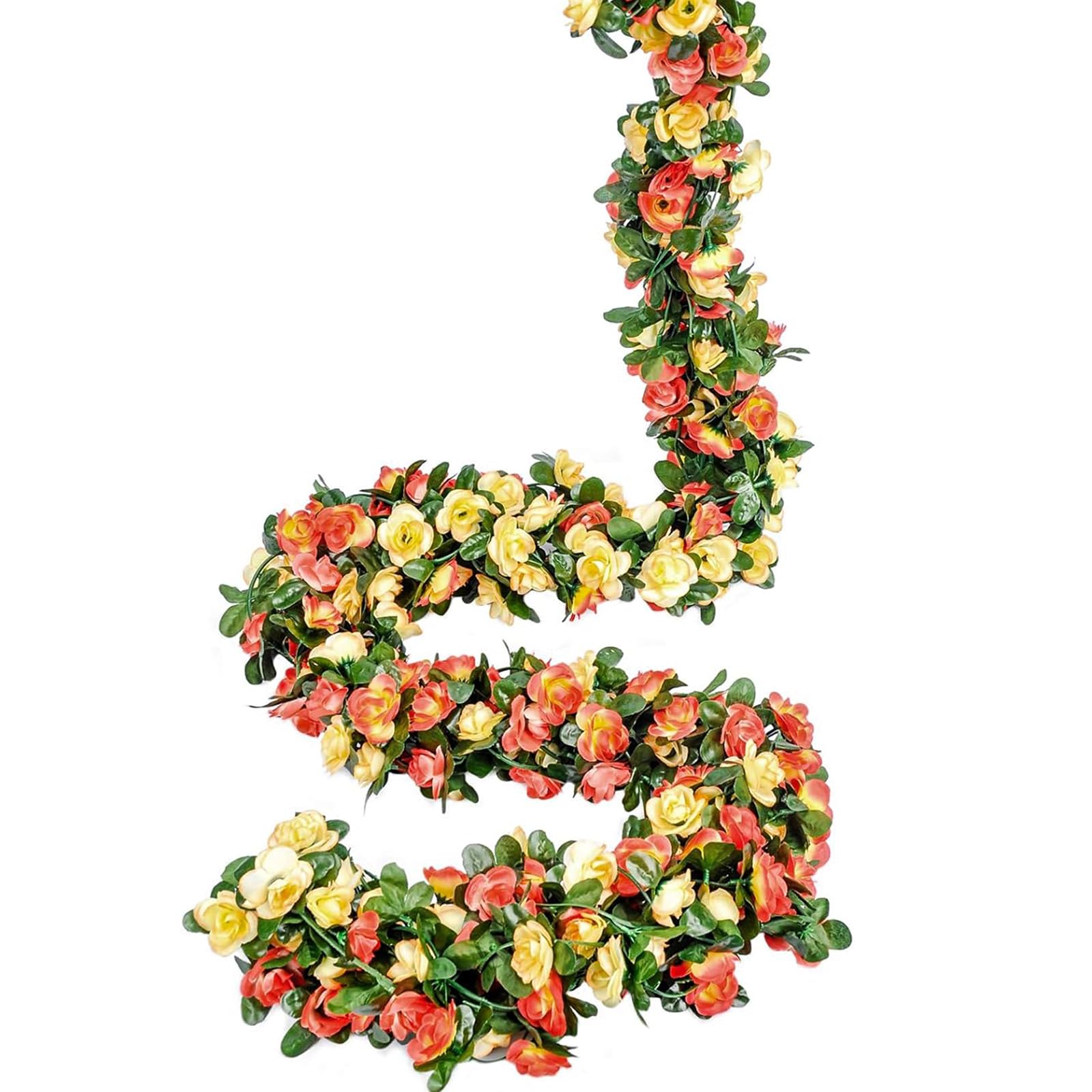 Weldomcor Pack of 5 Artificial Champagne Garland 40 FT Flower Garland Roses Vines Silk Flowers Outdoor Hanging Artificial Flowers Decoration for Wedding Arch Bedroom Wall Backdrop Garden Decoration