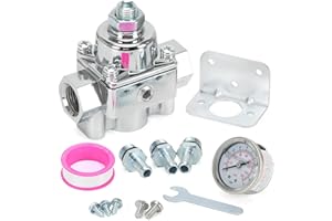 FQRANBO 12-804 Adjustable Fuel Pressure Regulator with Gauge, Compatible with Holley and Edelbrock Carburetors, 1-4 PSI, 3/8" NPT, 1-in 2-Out
