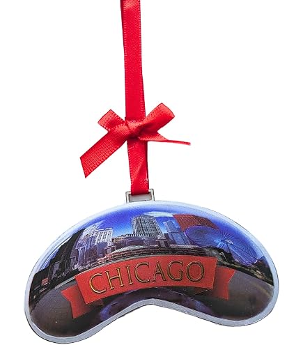 Chicago Flagge Weihnachtsbaumanhänger Aus Metall | Geätztes Design, Ca. 10,2 X 5,7 Cm, Inkl. Aufhängeöse