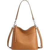 S-ZONE Leather Tote Bag for Women Medium Crossbody Handbags Shoulder Hobo Purse with 2 Removable Straps