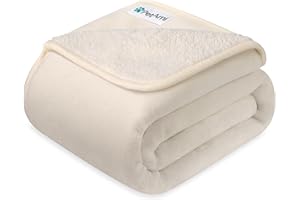 PetAmi Waterproof Dog Blanket Sherpa Fleece, Pet Medium Large Dogs, Reversible Cat Throw Bed Couch Sofa Furniture Protector, Soft Plush Microfiber (X-Large 60x80, Beige), X-Large (60x80)