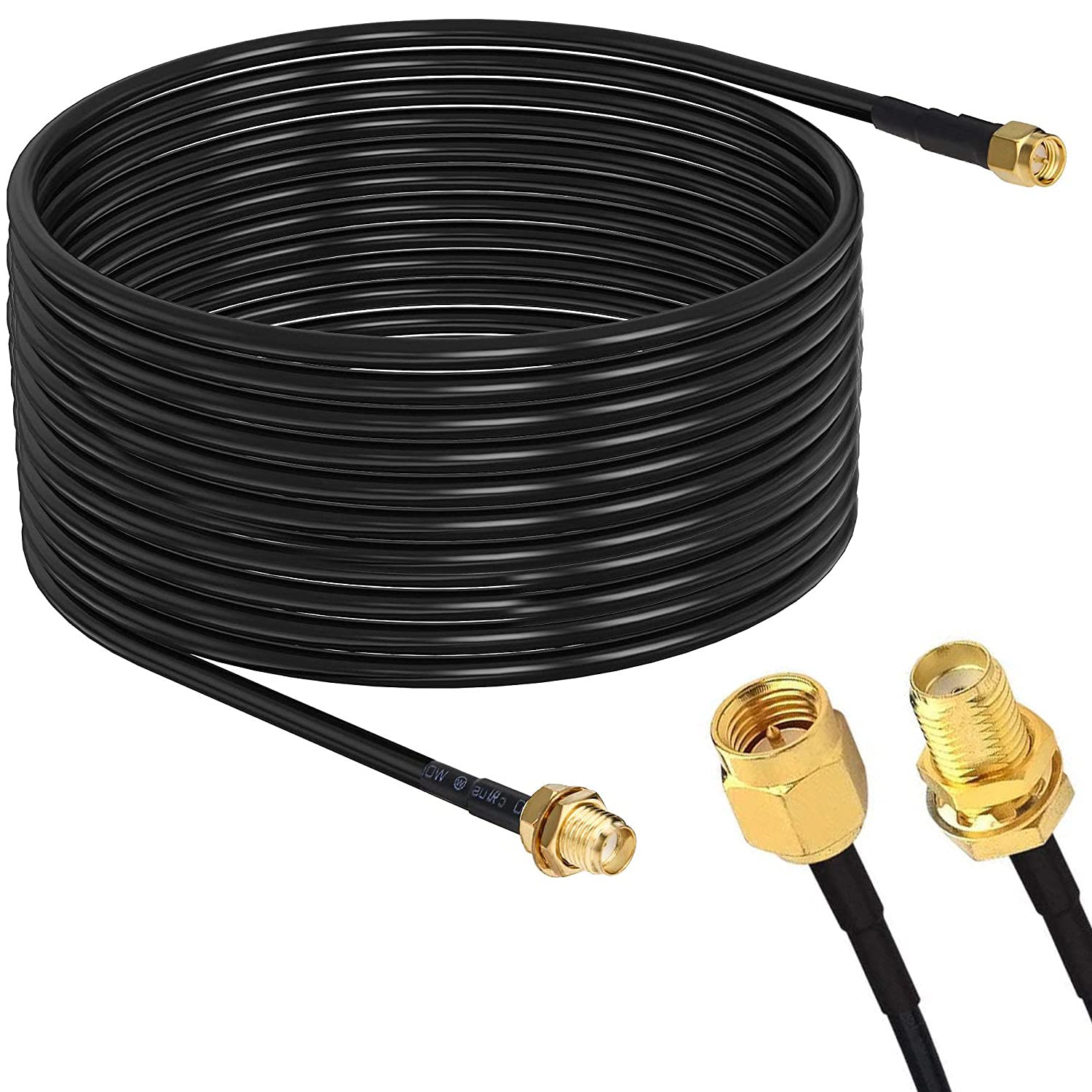 RUNCCI-YUN SMA WiFi Antenna Extension cable6M, SMA Male to Female Cable,eters Low Loss RG174 Coaxial Cable Connector Antenna Adapter(Black)