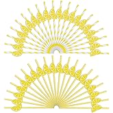 Tyqour 40 PCS Lemonade Striped Paper Straws Yellow Striped Baby Shower Disposable Cute Party Straws Lemon Decorations (Yellow)