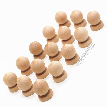 Weichuan 15pcs Ball With Base Shape Unfinished Wood Drawer Knobs