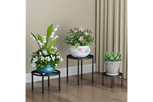Zhongma Set of 3 Metal Plant Stand for Heavy Potted Plant for Home Indoor and Outdoor, 220 LBS Capacity & Heavy Duty Construction, Sturdy Plant Riser without Installation Required