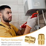 Svalor 4 Pcs 1/2in Brass Hex Nipple Connector G1/2 Male Pipe Fitting view 3