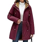 Yusongirl Parka Jacket Women Waterproof Fleece Lined Hooded Warm Winter Coat with Pockets for Daily Commute & Outdoor