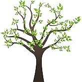 Amaonm Removable Cartoon Giant Brown Tree Wall Decals DIY Leaves Wall Sticker Peel and Stick Wall Decor for Nursery Kids Girls Nursery Room Bedroom Living Room Offices Kindergarten Decoration(Tree)