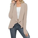HIYIYEZI Cardigans for Women Casual Long Sleeve Open Front Soft Draped Lapel Cardigans