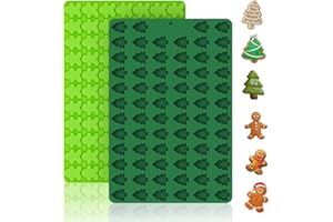 ECERANGUS 2 PCS Christmas Silicone Molds, 70 Cavity Xmas Tree & 76 Cavity Gingerbread Man Mini Silicone Molds for Baking Biscuits, Gummy,Candy,Chocolate,Jelly,Pet Dog Treats Mold