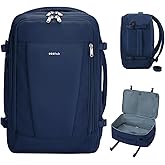 ECOHUB 17'' Travel Backpack, Personal Item Backpack with 13 Pockets, Flight Approved Carry on Backpack with USB Port & Luggage Sleeve, Travel bag for Men & Women, Water Resistant Backpack, Blue