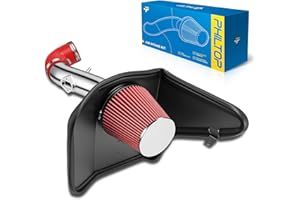 PHILTOP 3.5" Cold Air Intake Kit System + Heat Shield Compatible with Chevrolet Camaro 2010-2011 V6 3.6L, High Performance, Red