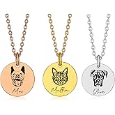Custom Pet Portrait Necklace with Photo & Name – Dog or Cat Memorial Jewelry for Women or Men, Personalized Engraved Round Disc for Cat Loss, Birthday Gifts for Pet Owners, Dog Moms & Animal Lovers