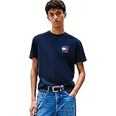 Tommy Jeans Mens Short Sleeve Cotton Graphic T-Shirts with Printed Flag Design