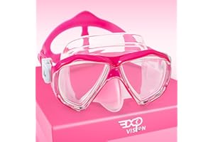 EXP VISION Kids Diving Mask 180° Anti-Fog Swim Mask, Tempered Glass Child Swim Goggles with Nose Cover Anti-Leak Kids Swim Goggles 4-14 Boys Girls for Diving, Snorkeling, Swimming