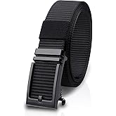 WIMSSERT Ratchet Belts for Men Casual Nylon Tactical Belt with Automatic Slide Buckle, Adjustable Trim to Fit