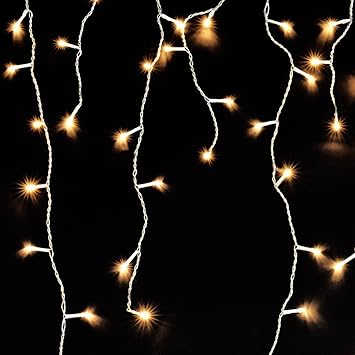 160er LED-Lichterkette Eiszapfen für außen Strom Lichtfarbe warmweiss Kabelfarbe transparent