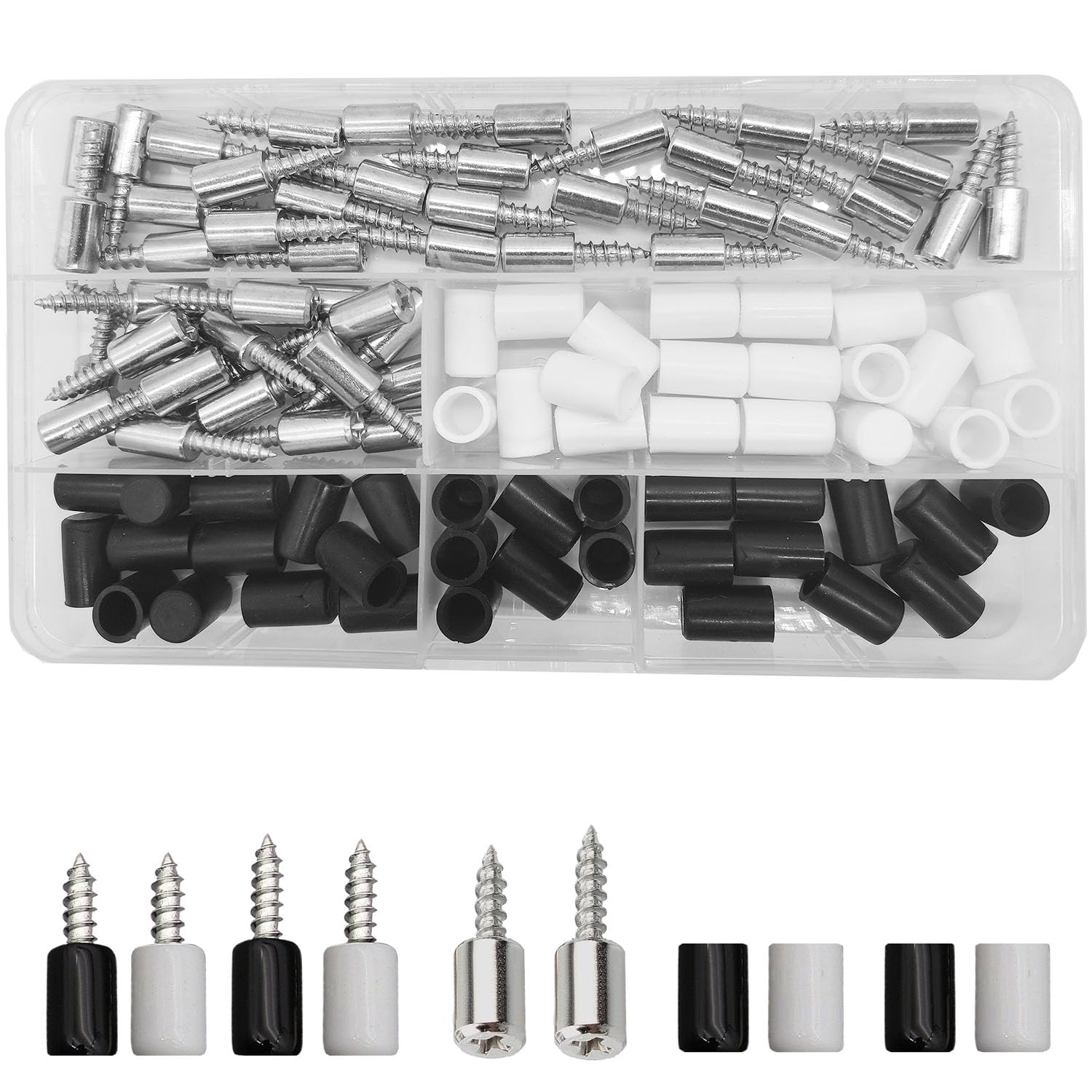 100 Pcs（50Sets) Integrated Self-Tapping Screws Cabinet Laminate Shelf Support pins, Shelf Bracket Screws with Non-Slip Sleeves for Cabinet Closet Furniture(25mm/28mm)