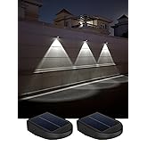 Mrzxy Solar Address Lights Dusk to Dawn Sconce Solar Light Outdoor Waterproof Downlight for Mailbox, House Numbers, Sign, Post, Wall, Fence (White, 2 Pack)