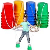 Hungdao 12 Pairs Balancing Stilts for Kids Walking Bucket Stilts Plastic Walking Toy with Adjustable Rope for Preschool Playground Indoor Outdoor Obstacle Course Games, 4 Colors