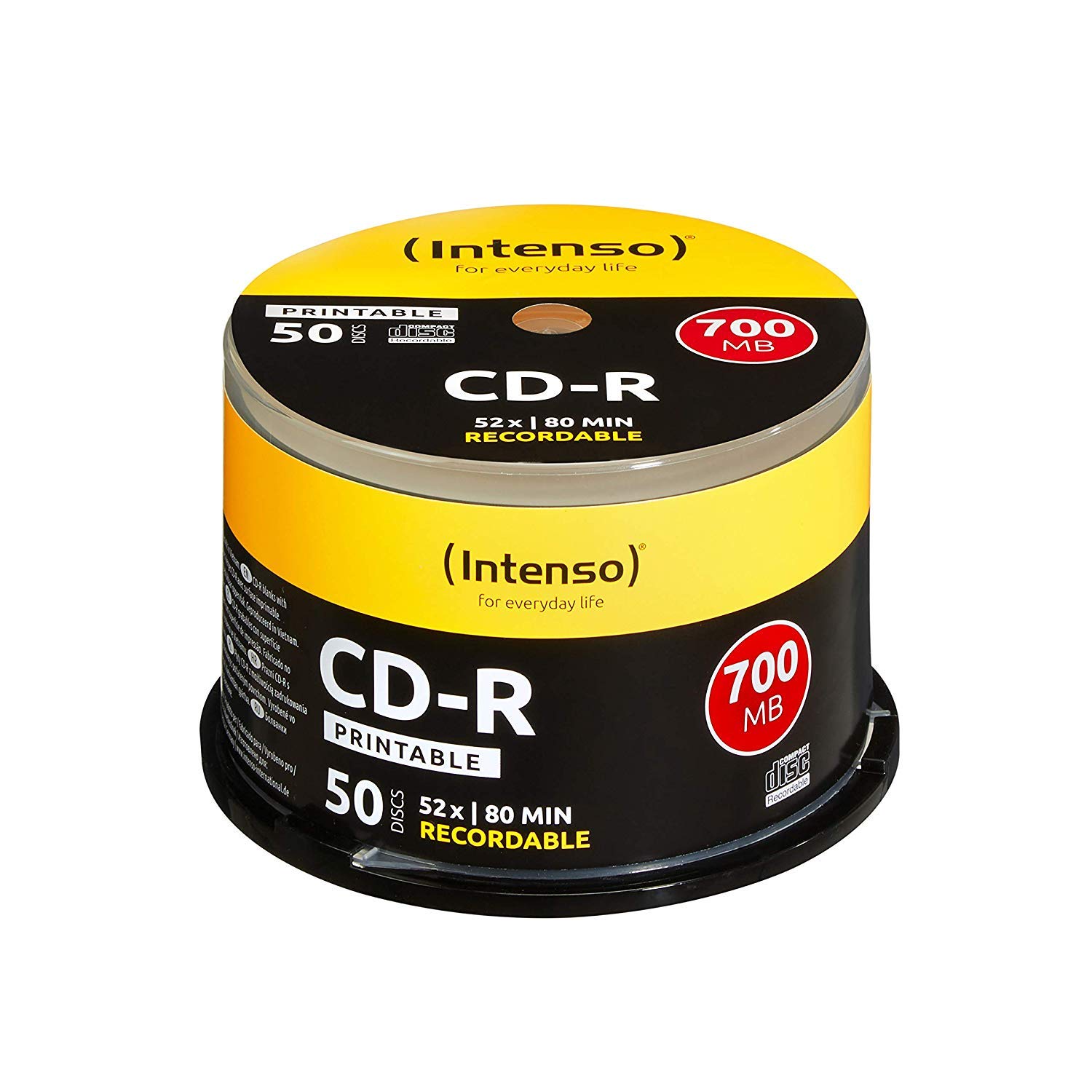 Intenso 1801125 CD-R 52x Printable 50 Pack Cakebox