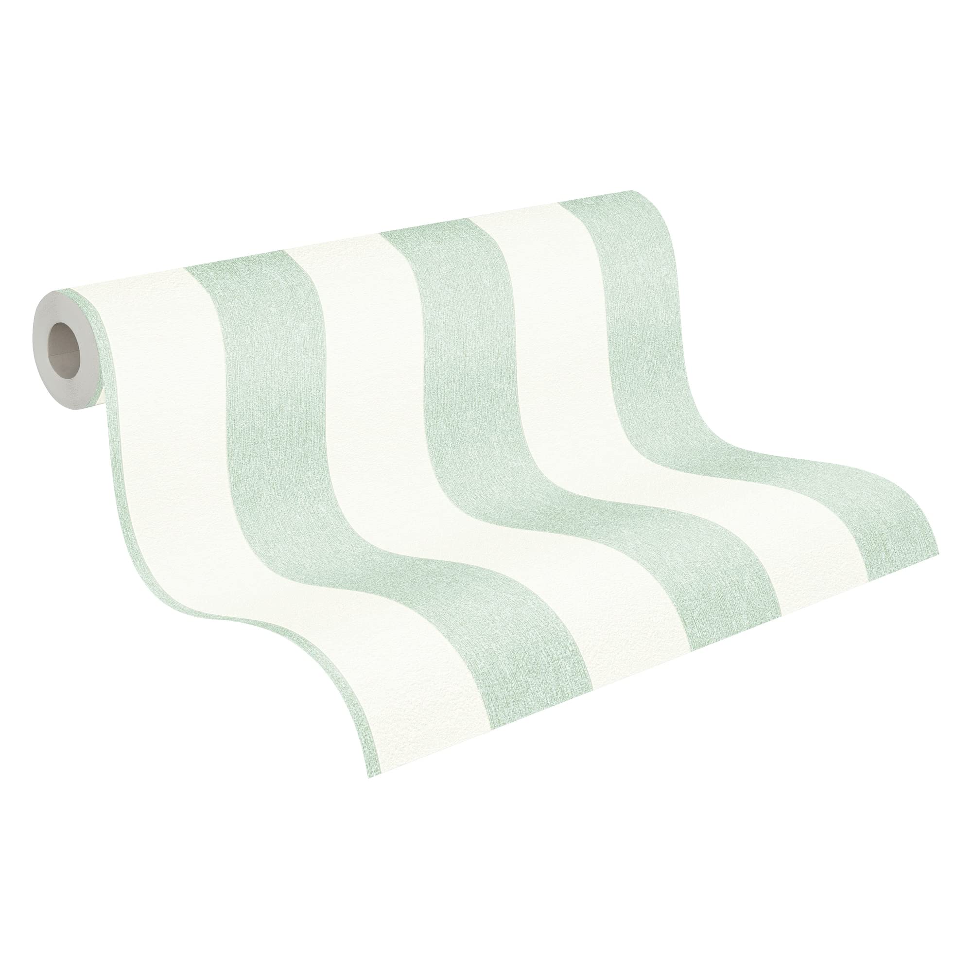 A.S. Création Attractive 2 390292 Striped Non-Woven Wallpaper 10.05 m x 0.53 m Made in Germany Green/White