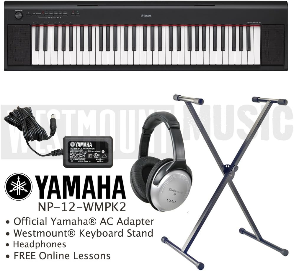 Yamaha NP12 keyboard including Westmount Stand, headphones and online lessons
