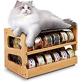 Coanto Upgraded Cat Food Organizer, Cat Food Can Organizer, Can Organizer for Pantry, Cat Food Storage, Bamboo, Holds 36 (3oz