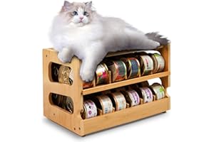 Coanto Upgraded Cat Food Organizer, Cat Food Can Organizer, Can Organizer for Pantry, Cat Food Storage, Bamboo, Holds 36 (3oz) Cans