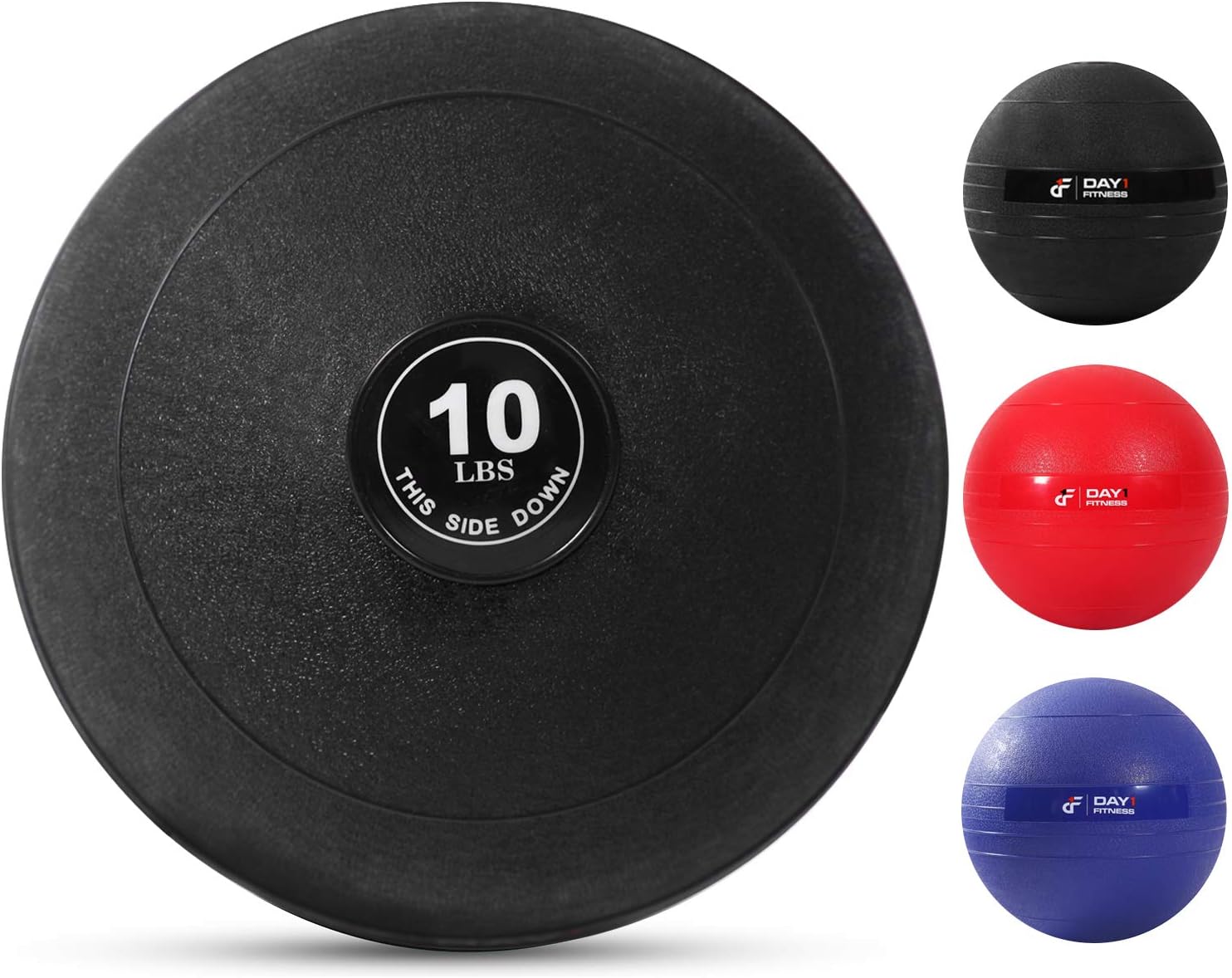Day 1 Fitness Weighted Slam Ball - 9 Weight and 3 Color Options - No Bounce Medicine Ball - Gym Equipment Accessories, High Intensity Exercise, Functional Strength Training, Cardio