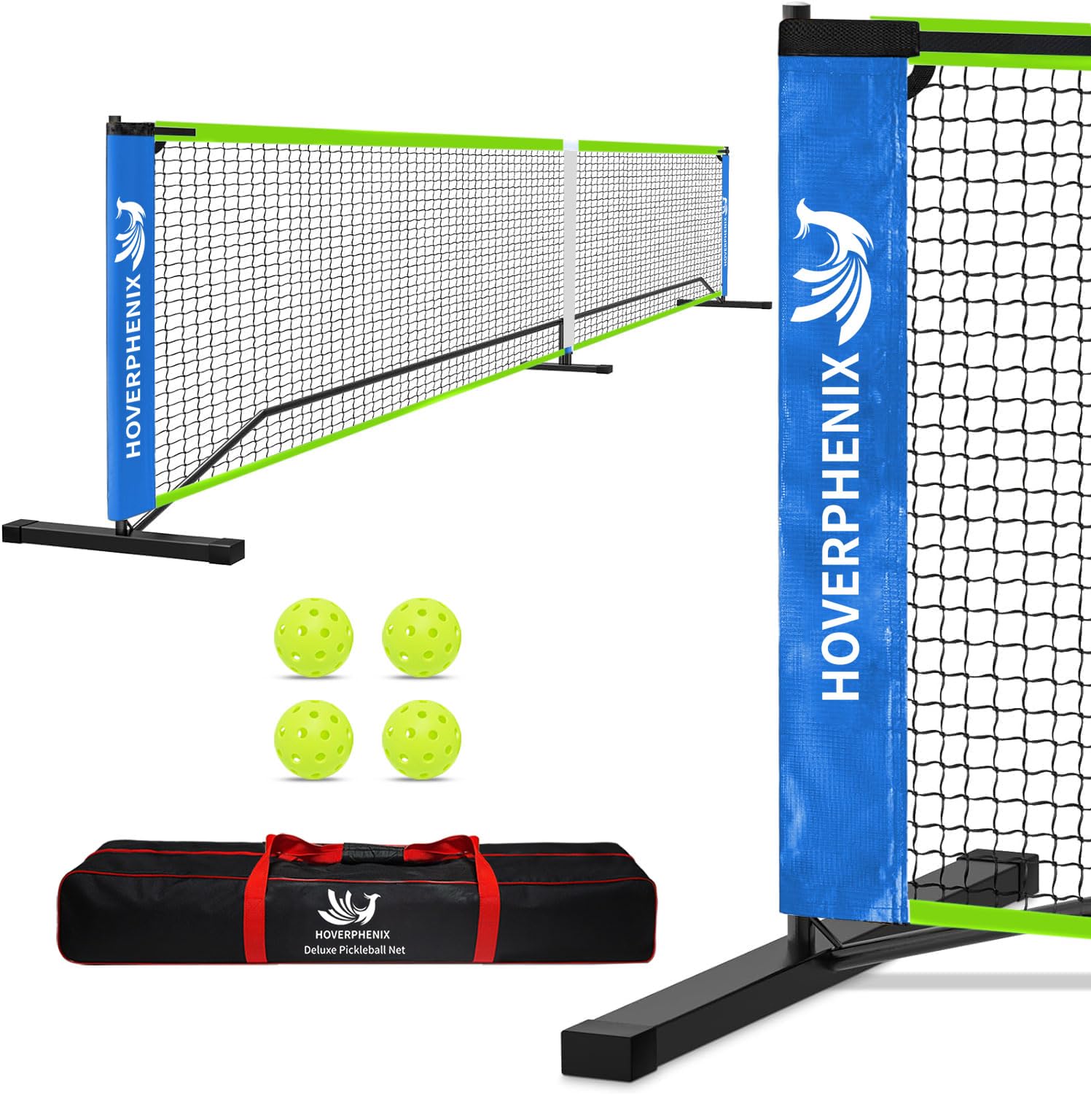 Photo 1 of Hoverphenix Pickleball Net for Driveway with 22FT Regulation Size Pickleball Net, 4 Outdoor Pickleballs and Carry Bag, Weather Resistance Strong Steel Frame