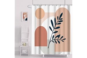 Quinnsus Abstract Boho Shower Curtain Mid Century Floral Shower Curtain Minimalist Stall Shower Curtain for Bathroom Washable Durable Polyester Fabric Waterproof with 12 Metal Hooks, 72" x 72"