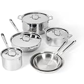 All-Clad D3&reg; Stainless Steel Cookware Set, 10-Piece, Made in the USA | The Original Bonded Professional Cookware, Pots and Pans Set, Induction Compatible, Oven Safe up to 600F