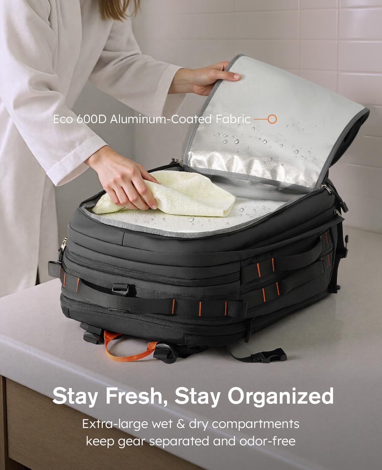 Tolaccea Travel Laptop Backpack, TSA Friendly Flight Approved Carry-on Business Rucksack Work Backpack with Extra Toiletry Bag, Dual Storage for 17.3