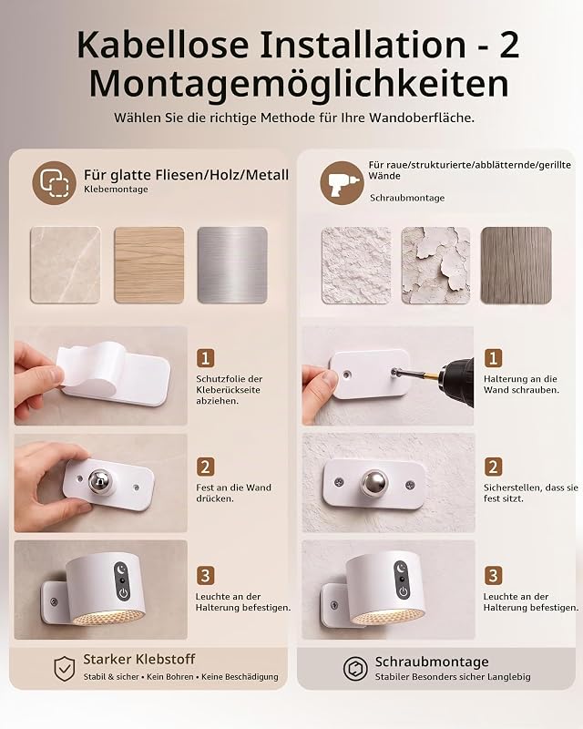 Kabellos LED Wandleuchte Innen Akku RGB mit Fernbedienung — Foto 4 von 8
