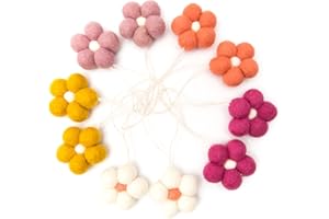 GLACIART ONE Wool Daisy Flower Ornament Craft - 10 pcs | Use as Garland Room Decor for Door or Mantle, Wall Decoration, Tassel Ornament, Party Decoration, Arts & Crafts Supplies | Great as Gifts