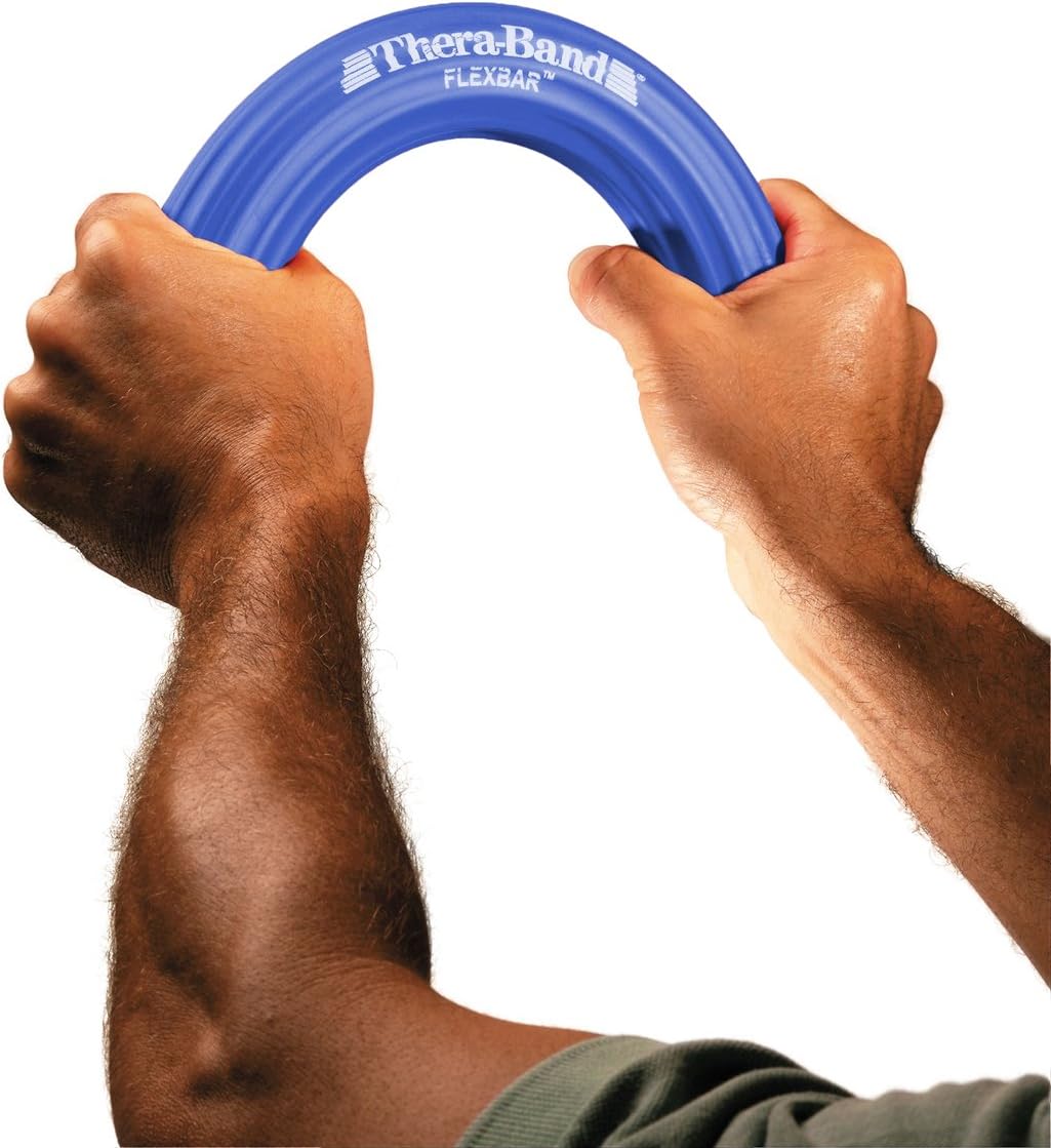 TheraBand FlexBar, Tennis Elbow Therapy Bar, Relieve Tendonitis Pain & Improve Grip Strength, Resistance Bar for Golfers Elbow & Tendinitis, Blue, Heavy, Advanced: Sports & Outdoors