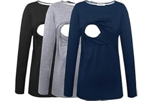 Smallshow Women's Maternity Nursing Tops Comfy Long Sleeve Breastfeeding T-Shirt