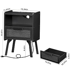 Lerliuo Rattan Nightstands Set of 2 with Charging