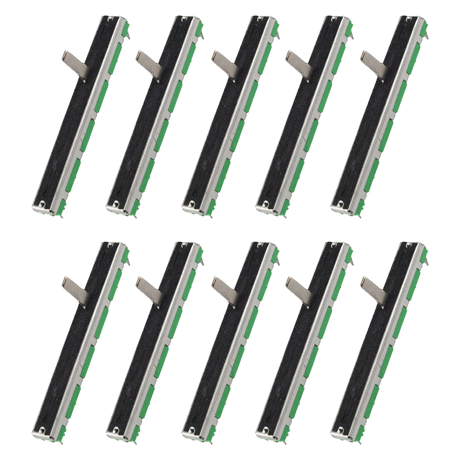HALJIA 10 PCS 75mm B103 10K Ohm Slide Potentiometer Double Linear 10K Electronic Potentiometer, 60mm Travel, 10K Mixer Fader B10K Double Straight Slide Potentiometer B103
