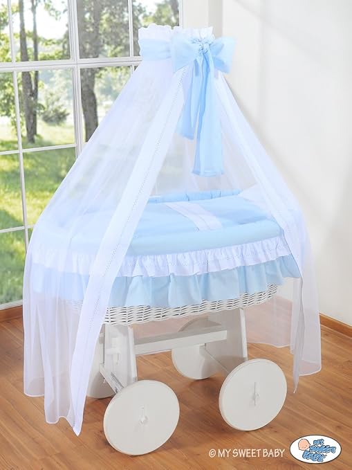white wicker crib