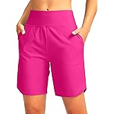 Viodia Women's 9" Long Swim Board Shorts with Pockets High Waisted Beach Swimsuits Knee Length Short for Women with Liner