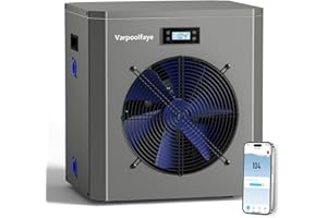 Varpoolfaye 16000BTU Swimming Pool Heat Pump, 5000 Gallon Electric Pool Heater Above and Inground Pool,WiFi App Control, Heating or Cooling Pool Heater 120V/60Hz