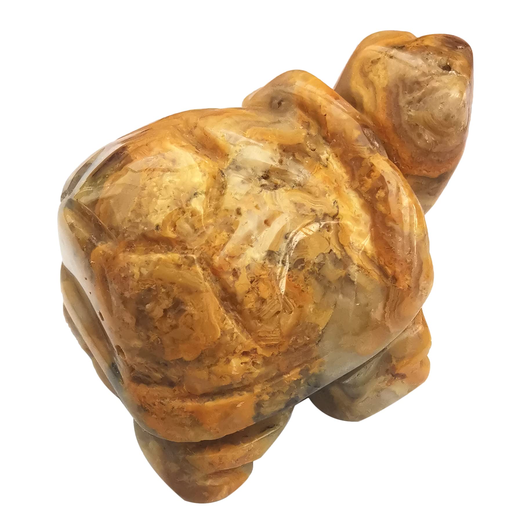 Lovionus89 Hand Carved Stone Crystal Turtle, 40mm Small Turtle Animal Figure Bag Statue Sculpture, Crazy Agate