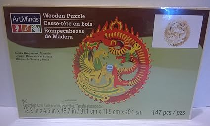 lucky dragon and phoenix wooden puzzle