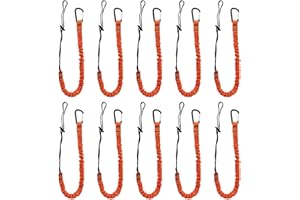Carivia 10pcs Retractable Tool Lanyards for Hand Tools with Carabiner and Adjustable Loop End, Extendable Length 31.5 "-43.3", Aluminum Screw Lock Carabiner with Shock Cord Stopper